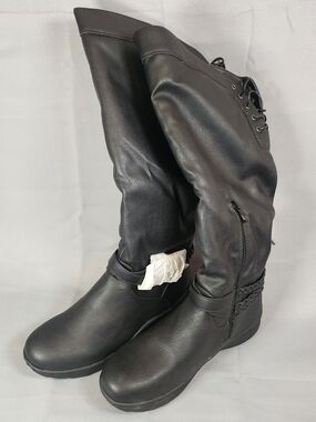 Dream Pairs Black Over-the-Knee Lace-Up Riding Boots